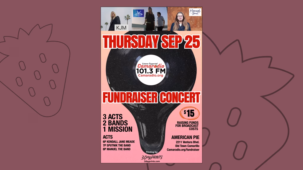 A flyer promoting Camaradio's September 2025 fundraiser concert at American Pie Records