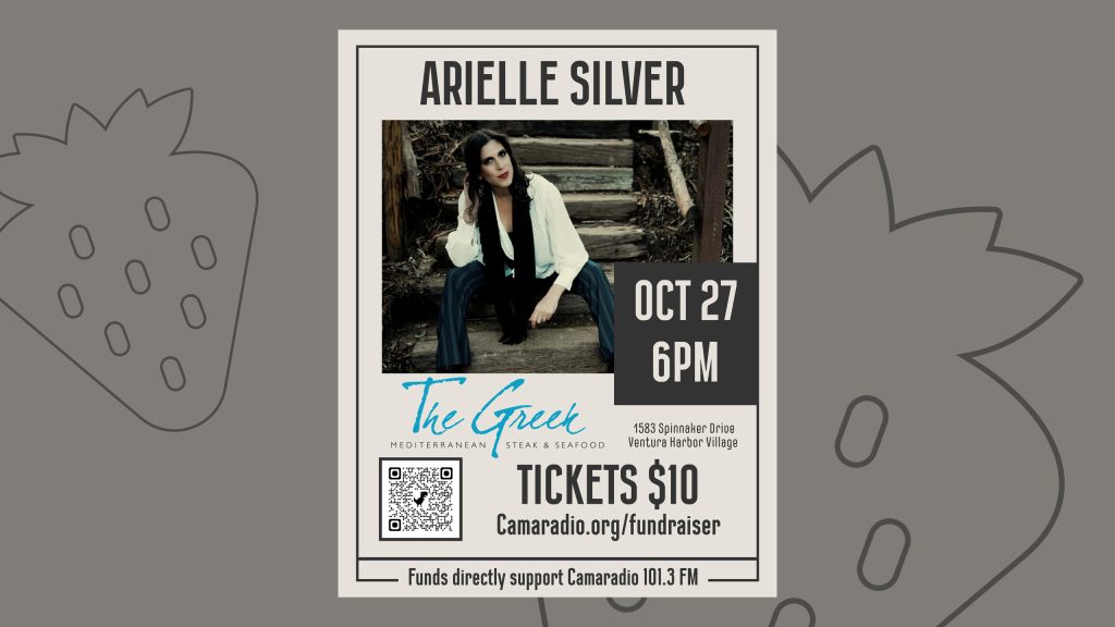 Image showing a concert poster for Arielle Silver performing at The Greek to raise funds for Camaradio